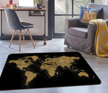 3D Gold Pattern 282 World Map Non Slip Rug Mat Mat AJ Creativity Home 
