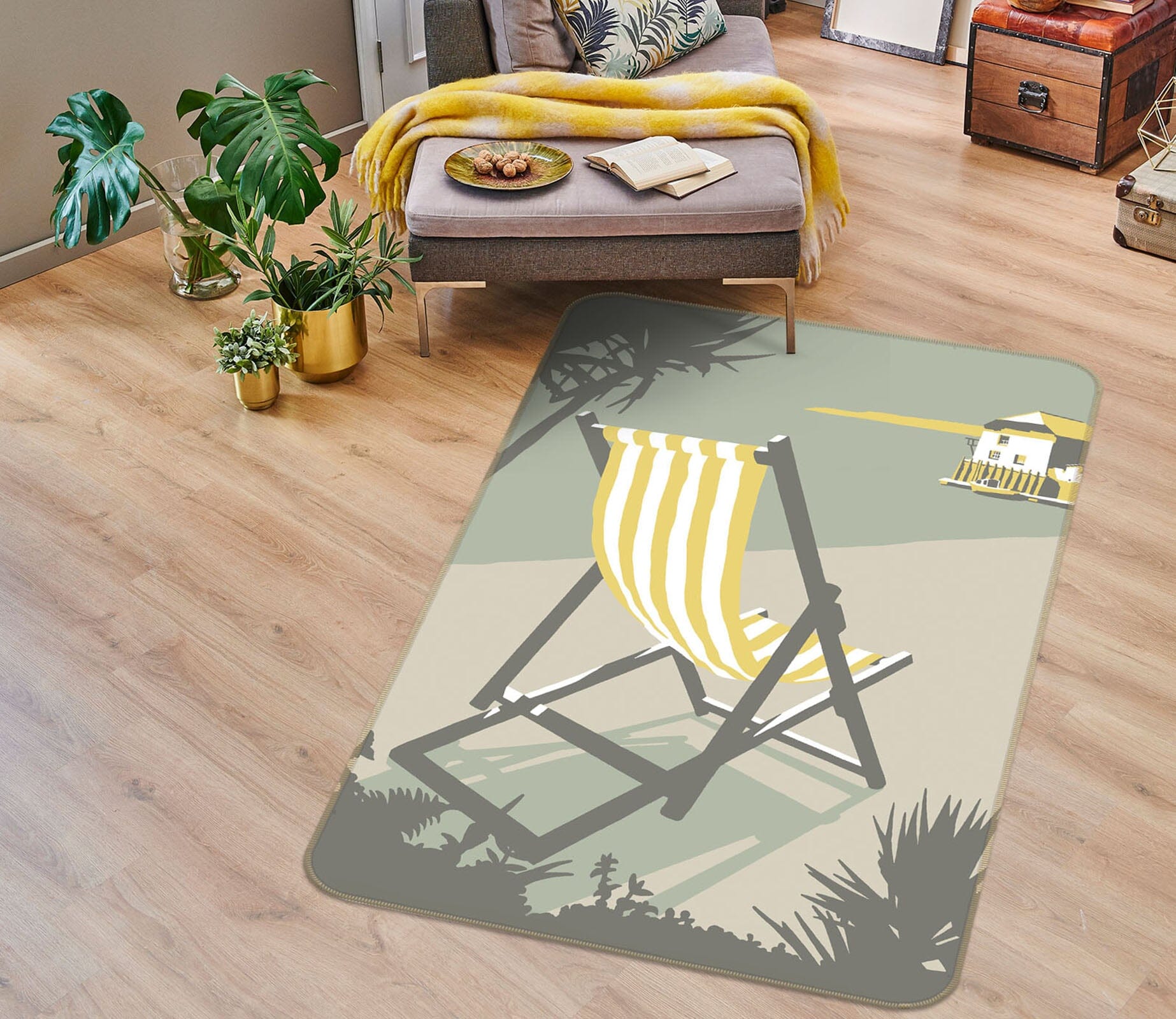 3D Rock Deckchair 1137 Steve Read Rug Non Slip Rug Mat Mat AJ Creativity Home 
