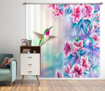 3D Pink Flower Bird 9061 Kayomi Harai Curtain Curtains Drapes