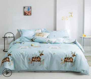 3D Light Blue Deer 14091 Bed Pillowcases Quilt