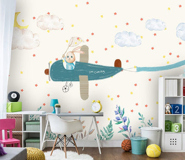 3D Blue Plane WC058 Wall Murals Wallpaper AJ Wallpaper 2 