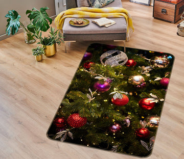 3D Branches Ball Pendant 55148 Christmas Non Slip Rug Mat Xmas