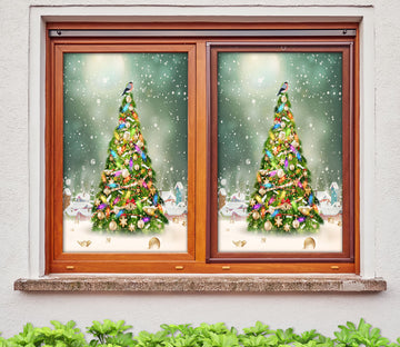 3D Christmas Tree 43088 Christmas Window Film Print Sticker Cling Stained Glass Xmas