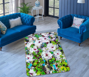 3D White Flowers 3017 Allan P. Friedlander Rug Non Slip Rug Mat Mat AJ Creativity Home 