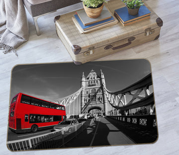 3D Bridge Red Double-Decker Bus 42022 Vehicle Non Slip Rug Mat