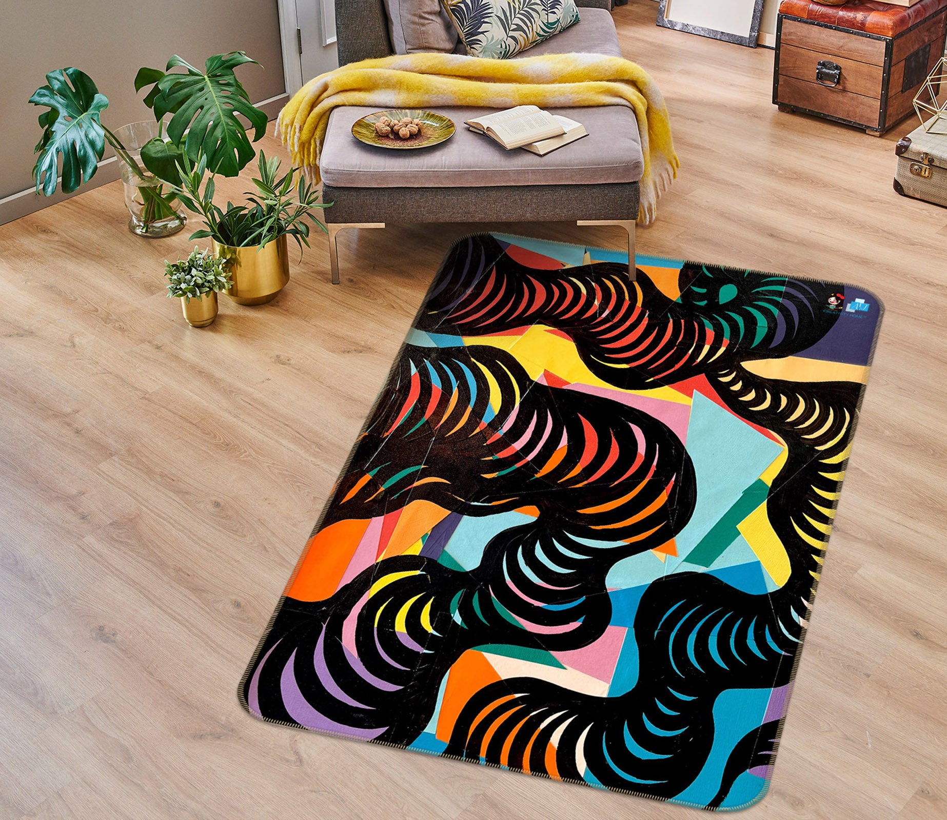 3D Triangle Circle 8224 Jacqueline Reynoso Rug Non Slip Rug Mat