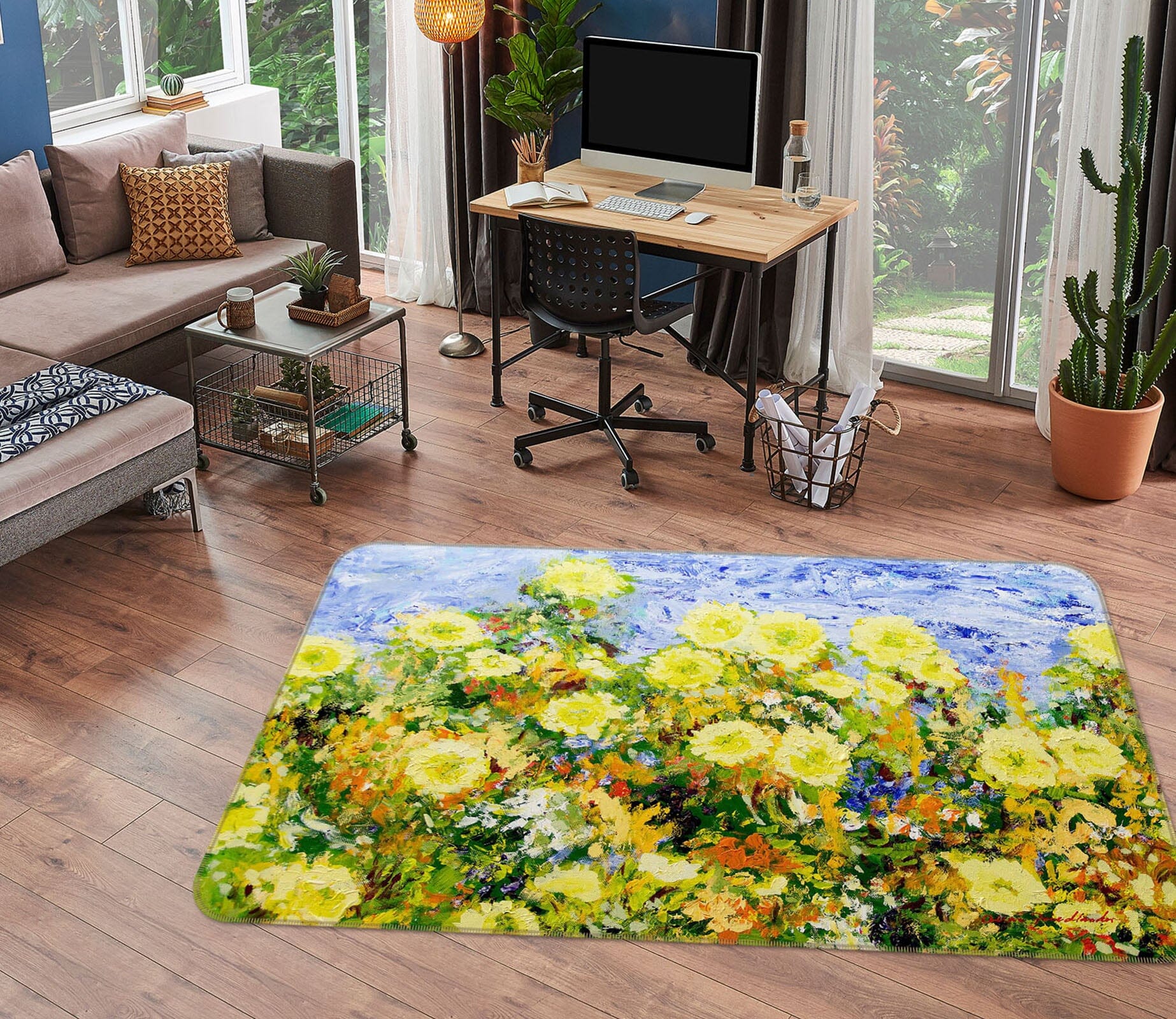 3D Color Chrysanthemum 1110 Allan P. Friedlander Rug Non Slip Rug Mat Mat AJ Creativity Home 