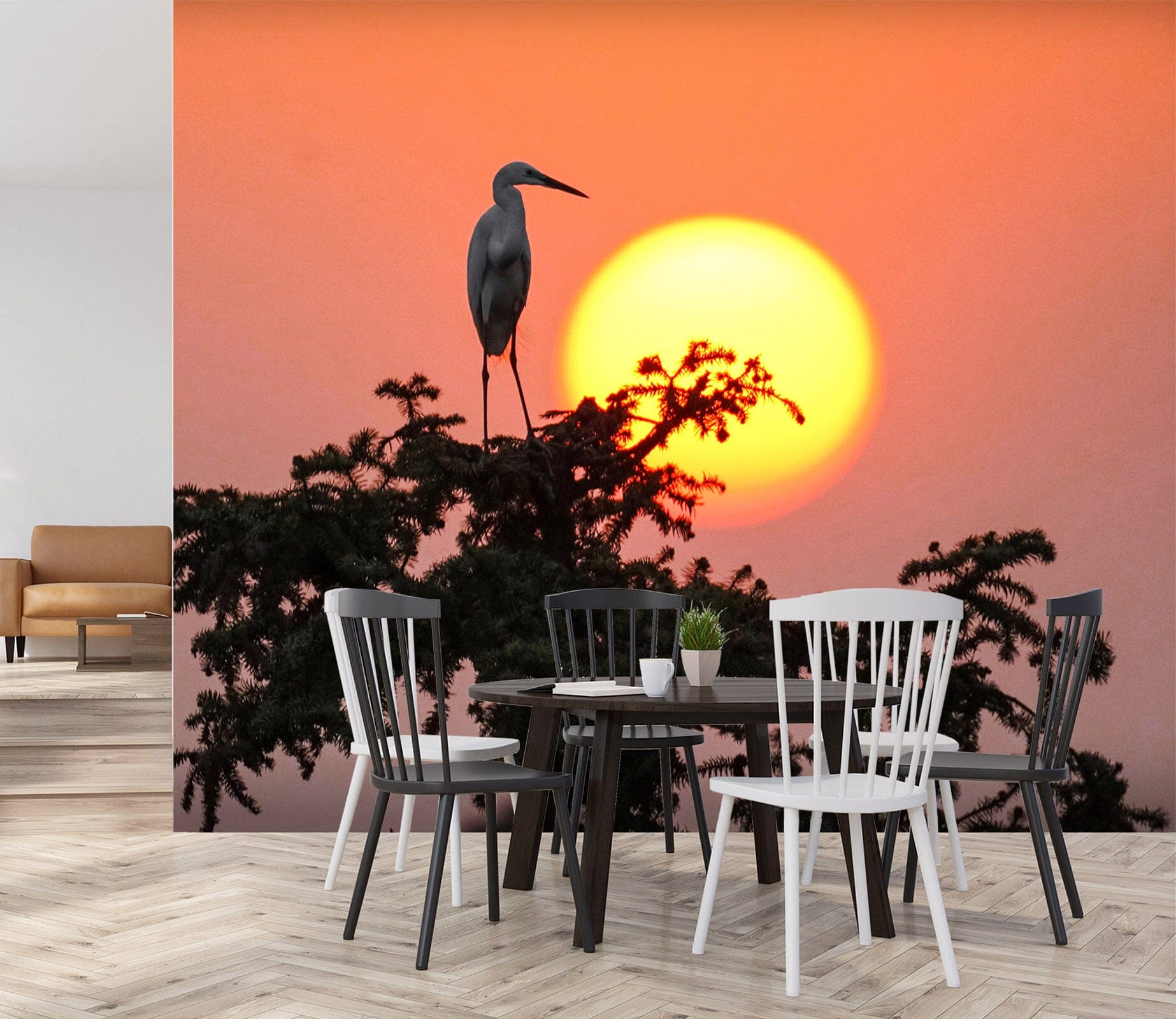 3D Sunset Crane 383 Wall Murals Wallpaper AJ Wallpaper 2 