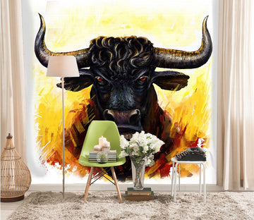 3D Black Bull Head 333 Wall Murals Wallpaper AJ Wallpaper 2 
