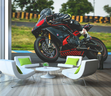 3D Racing Motorcycle 090 Vehicle Wall Murals