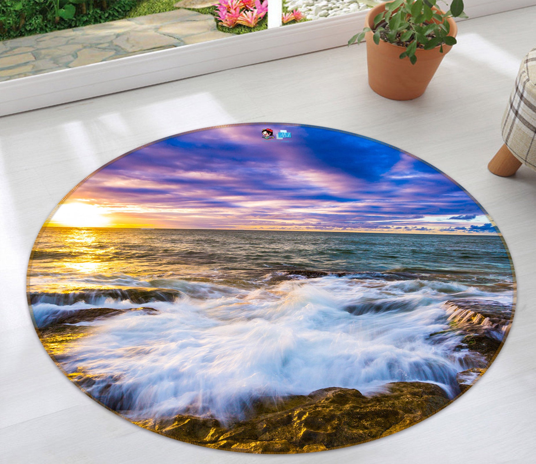 3D Waves 72221 Round Non Slip Rug Mat