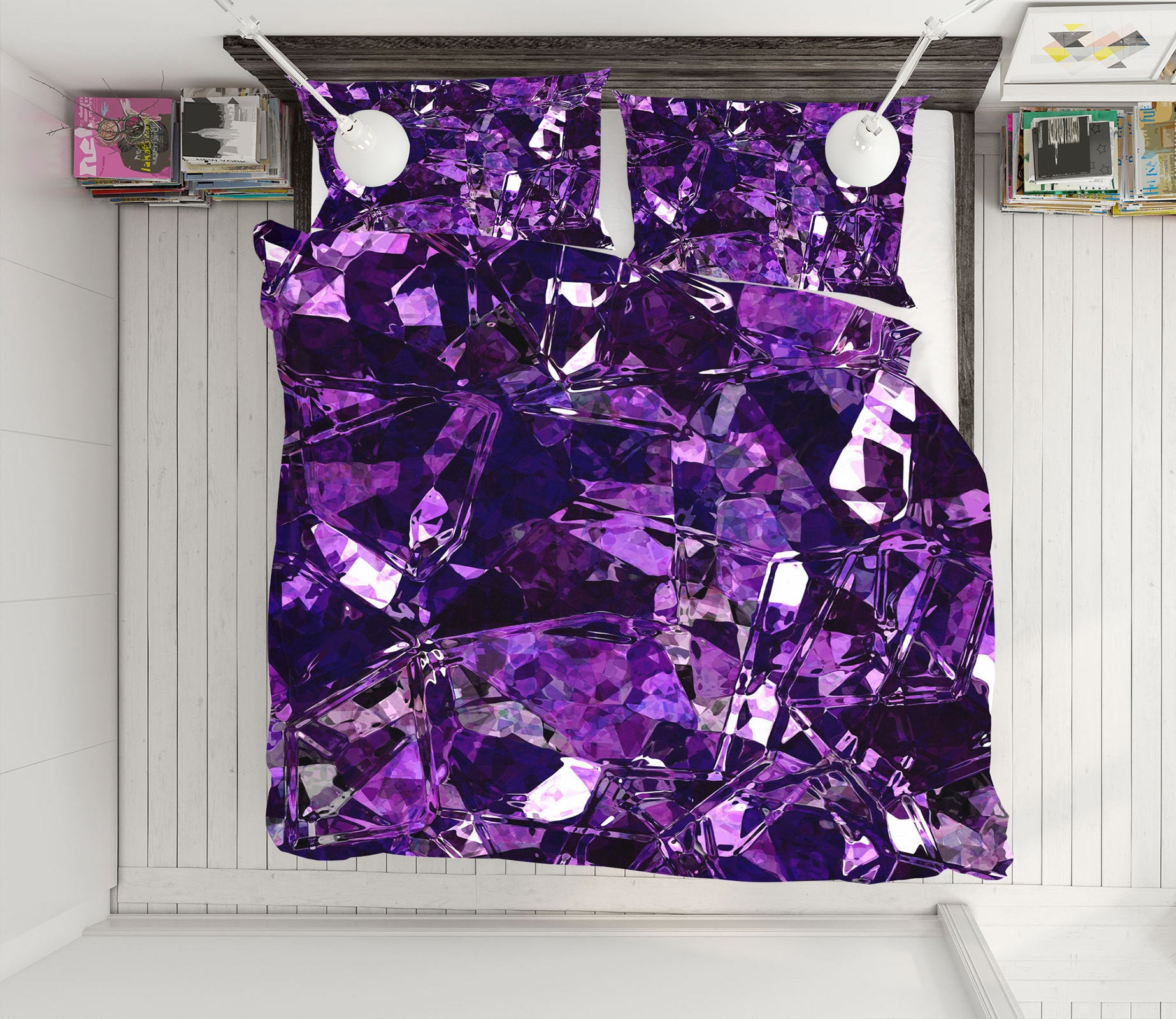 3D Purple Glass Broken 13205 Bed Pillowcases Quilt