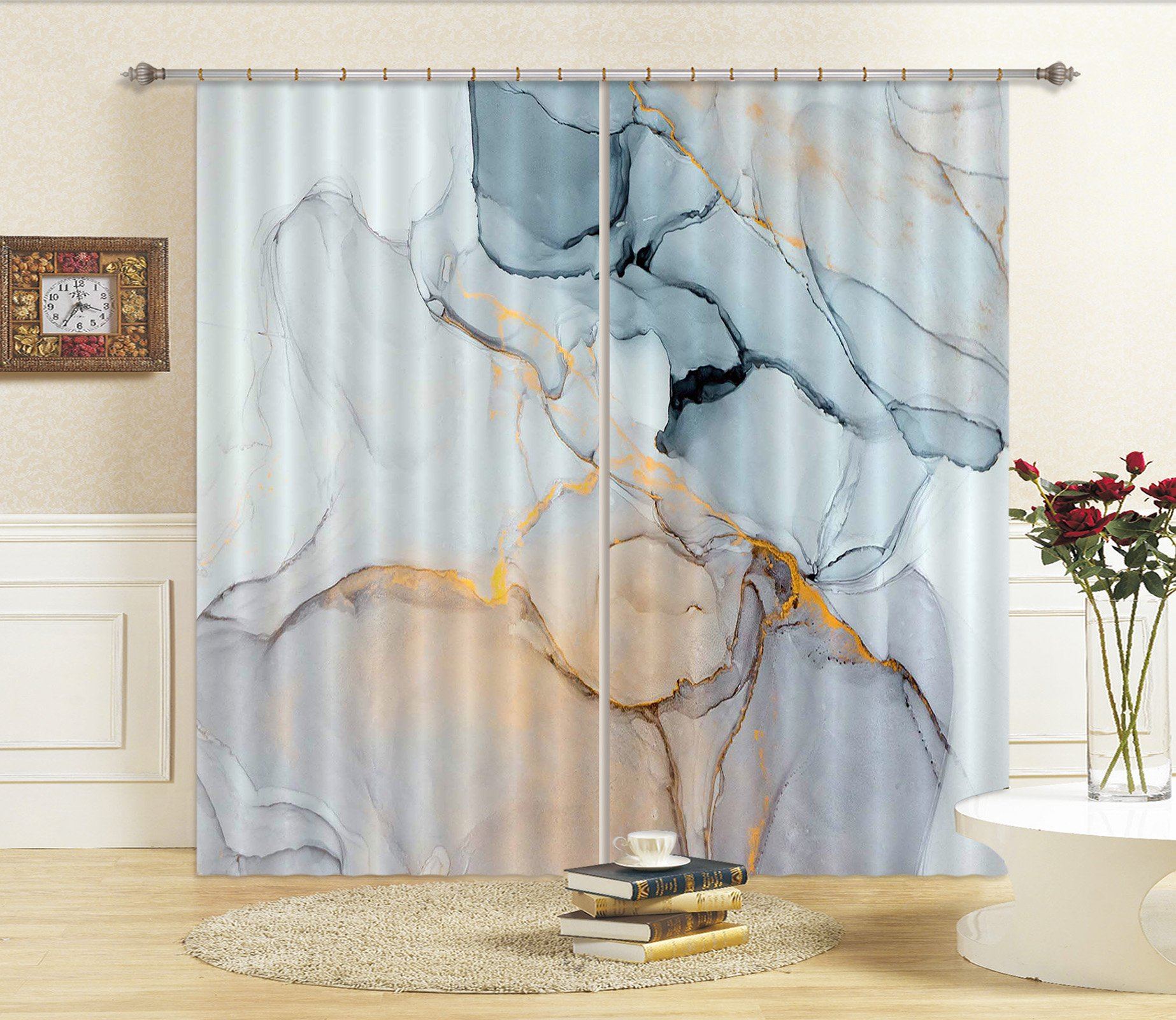 3D Irregular Ink Painting 83 Curtains Drapes Curtains AJ Creativity Home 
