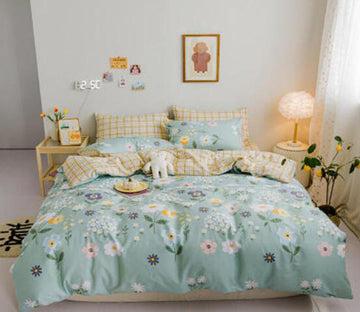 3D Green Flowers 40188 Bed Pillowcases Quilt