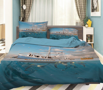 3D Rage Of The Dolphin 071 Bed Pillowcases Quilt Exclusive Designer Vincent Quiet Covers AJ Creativity Home 
