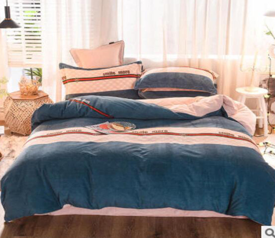 3D Blue Brown Stitching 20093 Bed Pillowcases Quilt