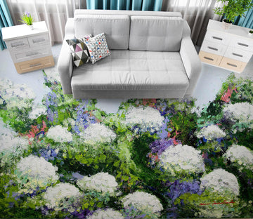 3D White Flowers Clump 9682 Allan P. Friedlander Floor Mural
