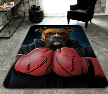 3D Dog Boxing 84202 Vincent Hie Rug Non Slip Rug Mat