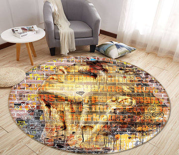3D Golden Portrait 66175 Round Non Slip Rug Mat