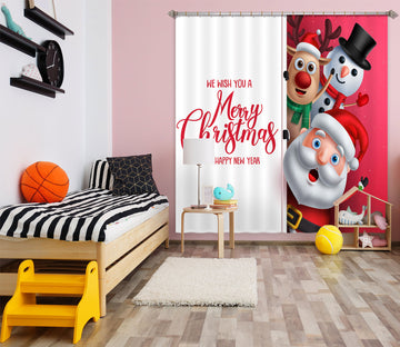 3D Santa Claus Snowman 52065 Christmas Curtains Drapes Xmas