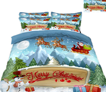 3D Merry Christmas Sleigh 45076 Christmas Quilt Duvet Cover Xmas Bed Pillowcases