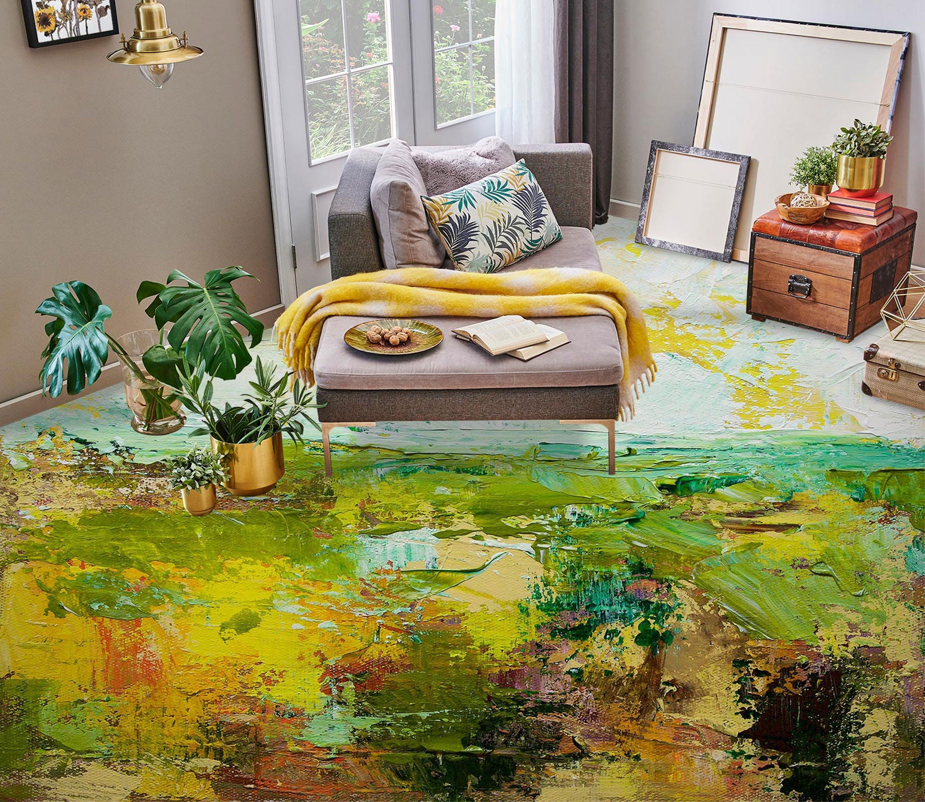 3D Green Painting Texture 9650 Allan P. Friedlander Floor Mural