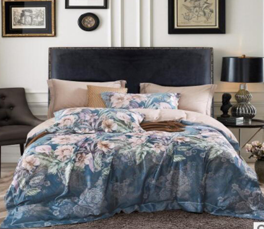 3D Misty Blue Flower 14120 Bed Pillowcases Quilt