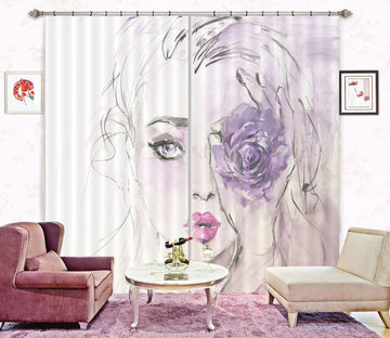 3D Woman Purple Rose 3101 Debi Coules Curtain Curtains Drapes