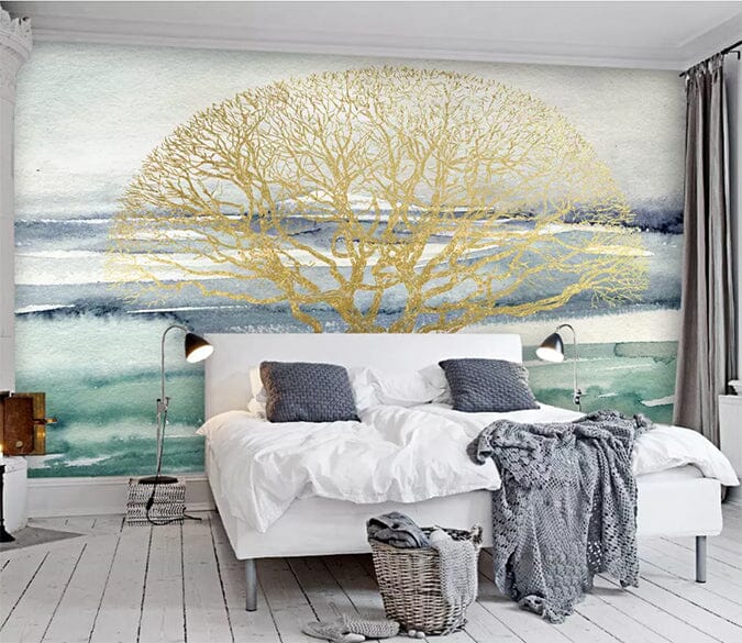 3D Golden Tree 1561 Wall Murals Wallpaper AJ Wallpaper 2 