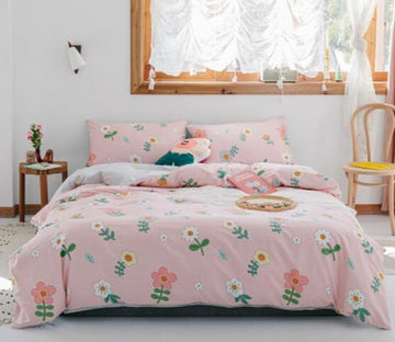 3D Pink Flowers 17067 Bed Pillowcases Quilt