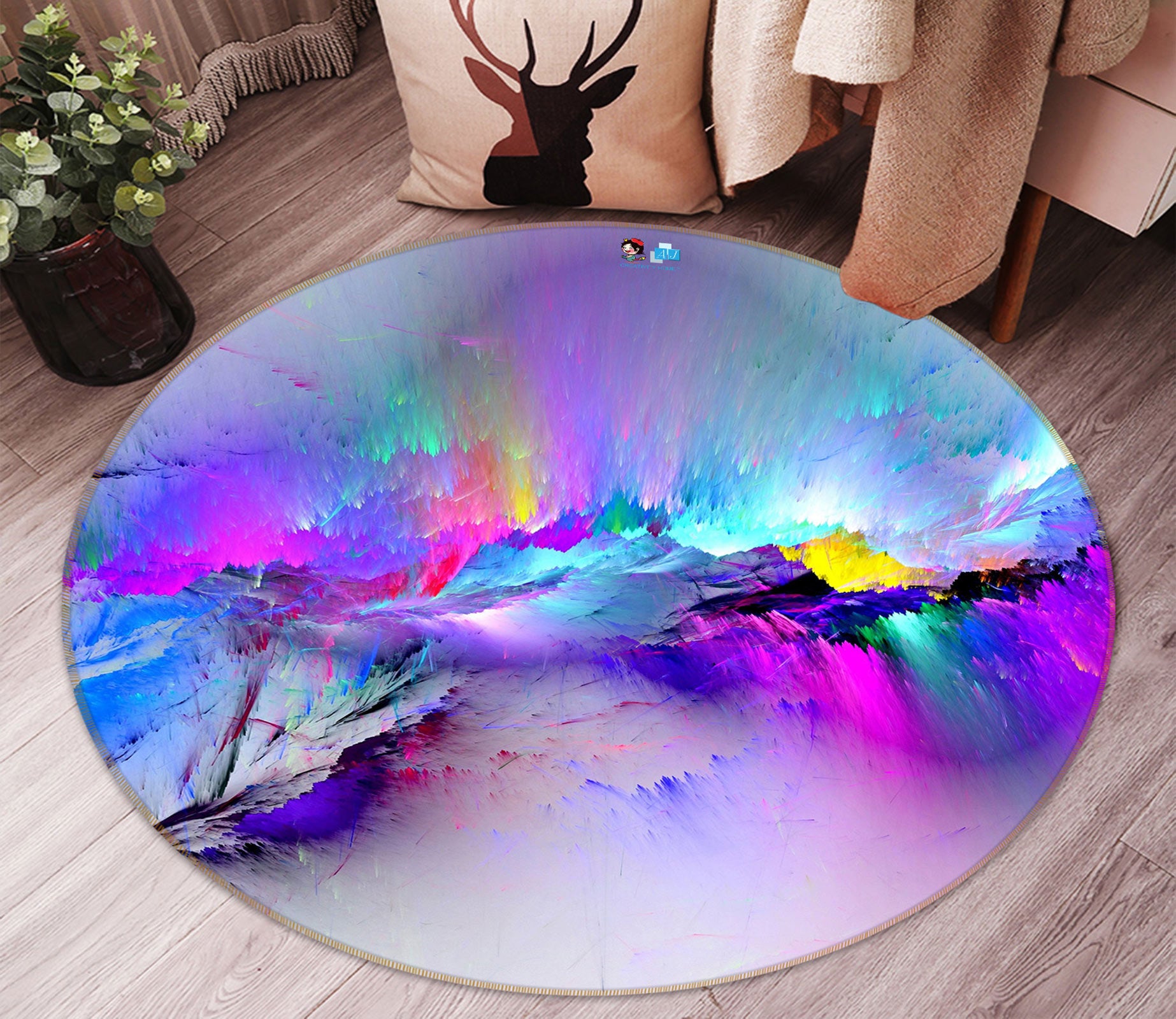 3D Color Abstract 72204 Round Non Slip Rug Mat