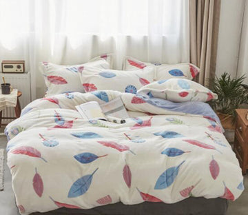 3D Red And Blue Leaves 17039 Bed Pillowcases Quilt