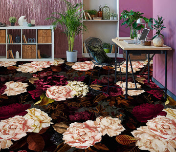 3D Pink Red Flowers 99217 Uta Naumann Floor Mural