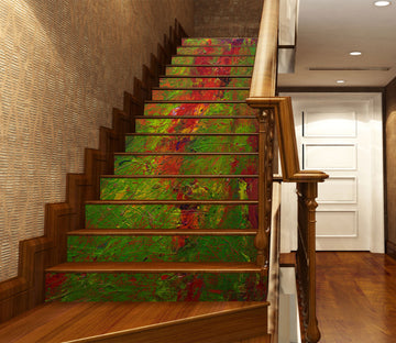 3D Red Green Oil Painting Pattern 90174 Allan P. Friedlander Stair Risers