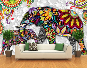 3D Colorful Elephant 45 Wall Murals Wallpaper AJ Wallpaper 2 