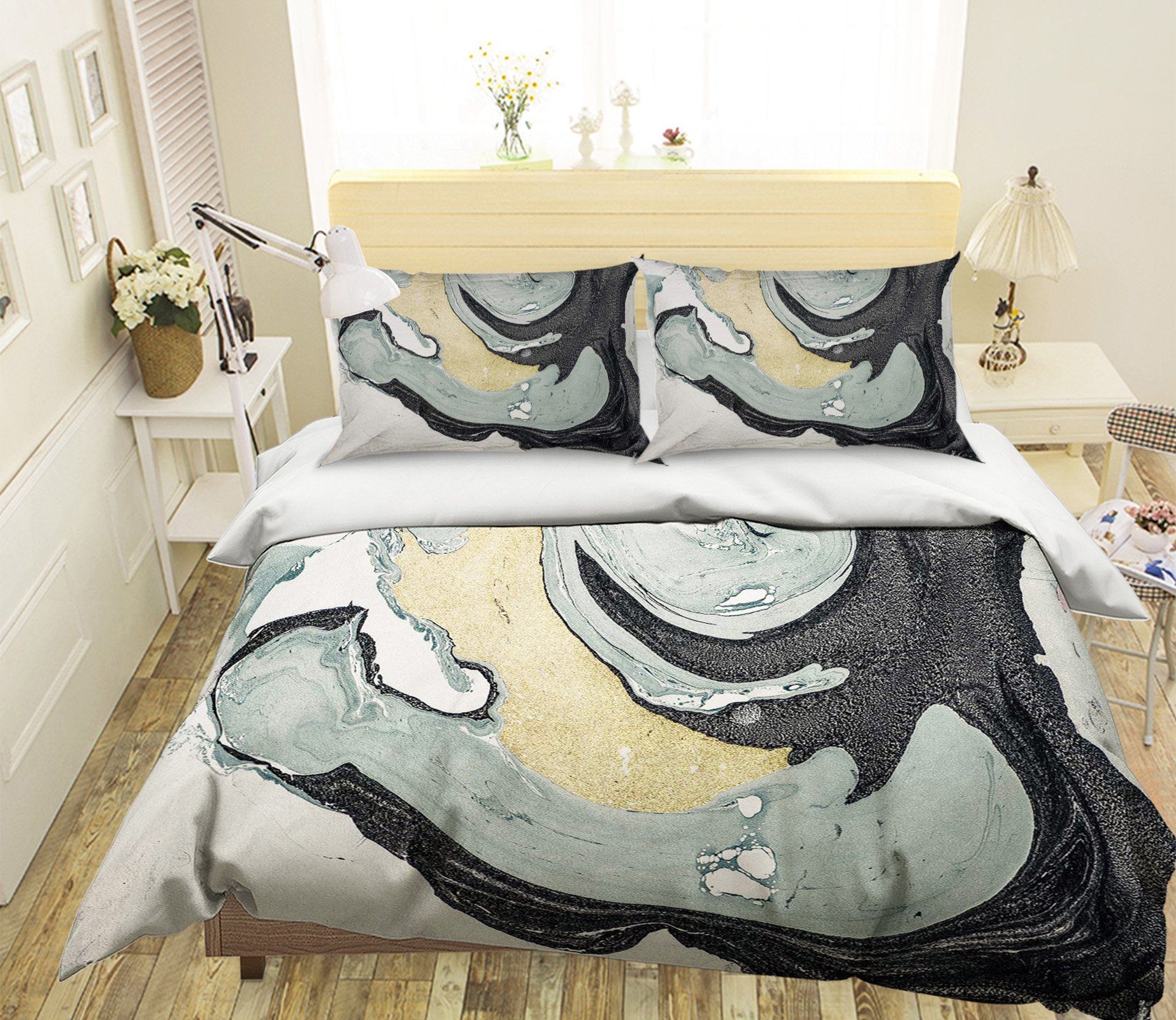 3D Layering Black Sand 079 Bed Pillowcases Quilt Wallpaper AJ Wallpaper 