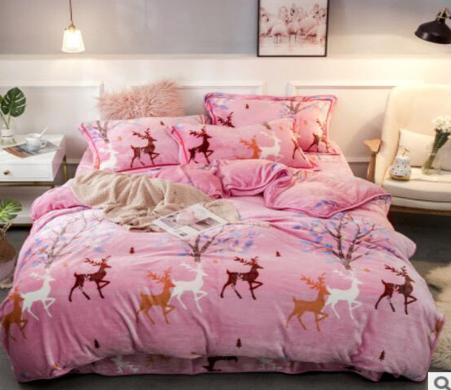 3D Pink Deer 30245 Bed Pillowcases Quilt