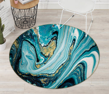 3D Blue Green Texture 69234 Round Non Slip Rug Mat