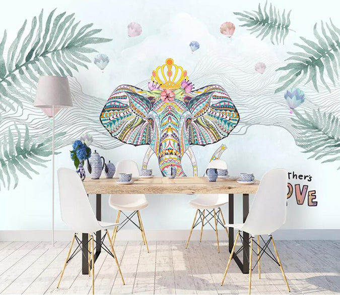 3D Elephant Green Leaf 1199 Wall Murals Wallpaper AJ Wallpaper 2 