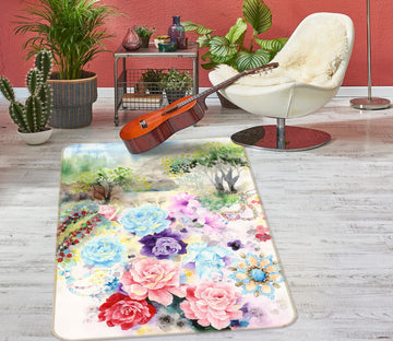 3D Flowers 27077 Non Slip Rug Mat