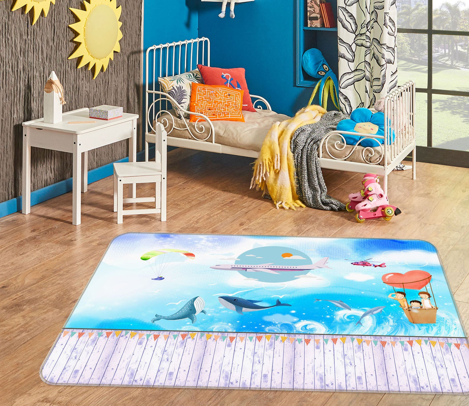 3D Dolphin Waves 34036 Non Slip Rug Mat