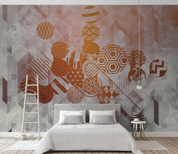 3D Orange Pattern WC517 Wall Murals