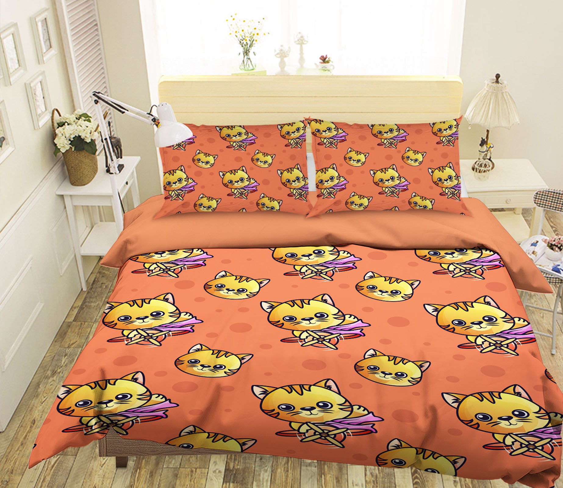 3D Yellow Cat 61089 Bed Pillowcases Quilt