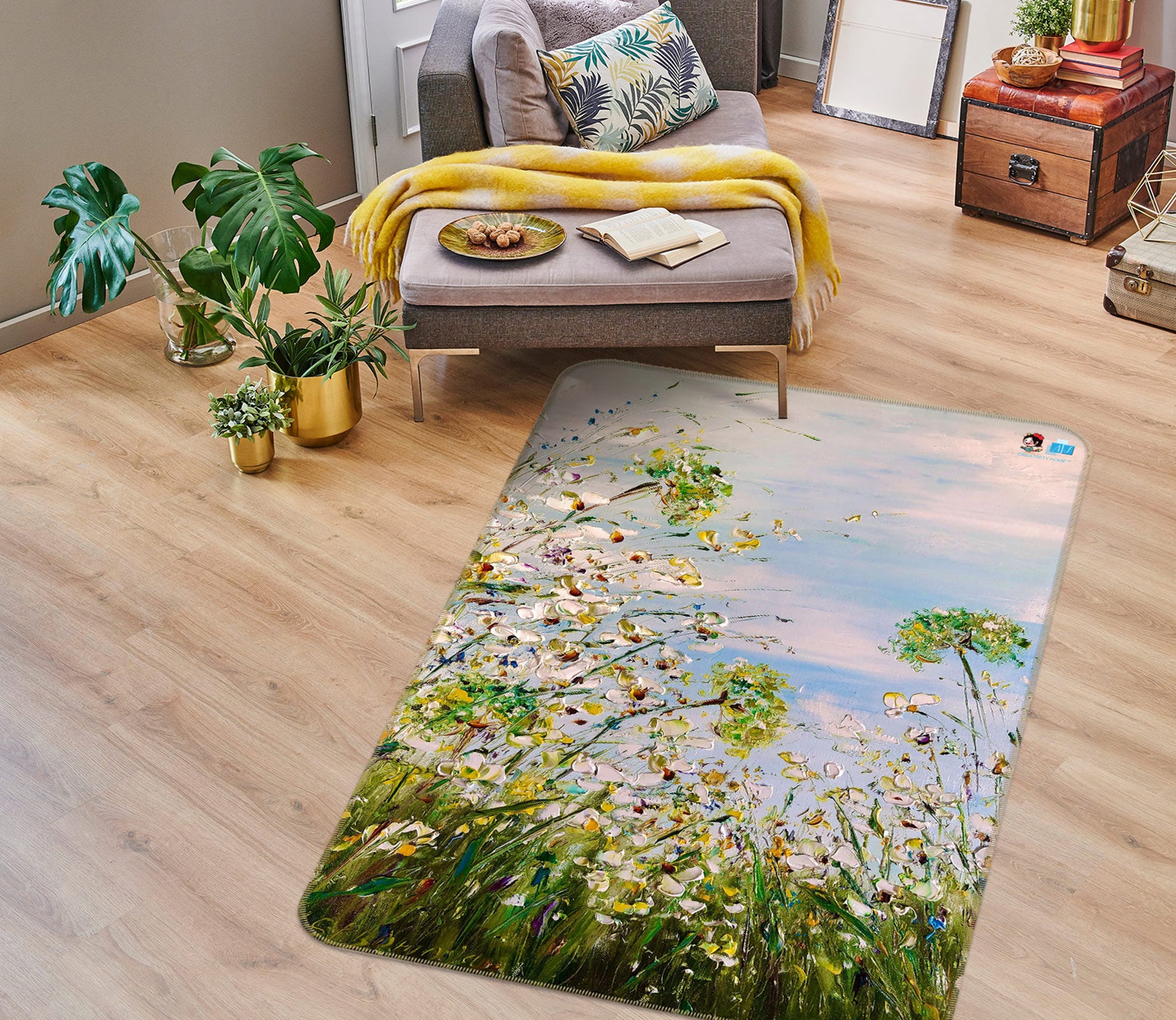 3D Green Flower 1167 Skromova Marina Rug Non Slip Rug Mat