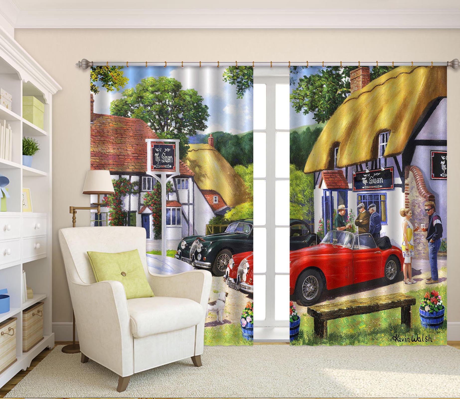 3D House Car 145 Kevin Walsh Curtain Curtains Drapes