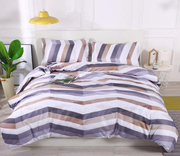 3D White Brown Strip 2093 Bed Pillowcases Quilt
