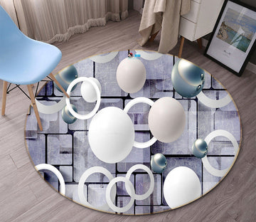 3D White Circle 4721 Round Non Slip Rug Mat Mat AJ Creativity Home 