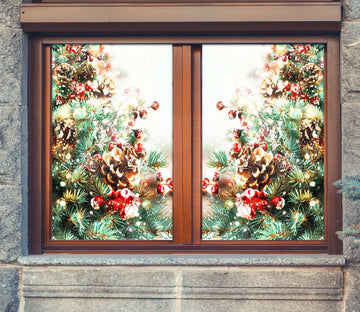 3D Christmas Tree Loose 42139 Christmas Window Film Print Sticker Cling Stained Glass Xmas