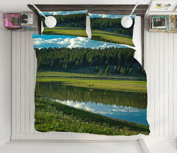 3D River Lawn Forest 8668 Kathy Barefield Bedding Bed Pillowcases Quilt