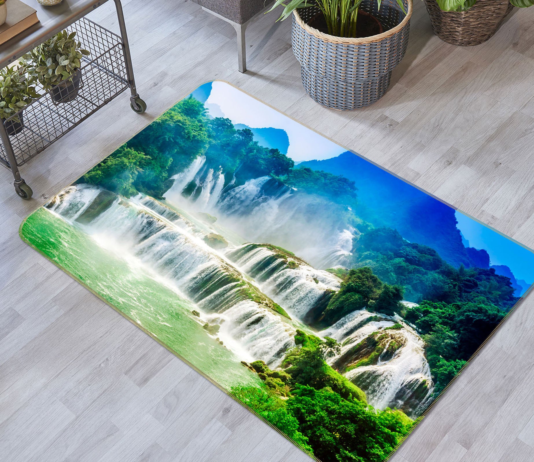 3D Mountain Waterfall 29161 Non Slip Rug Mat
